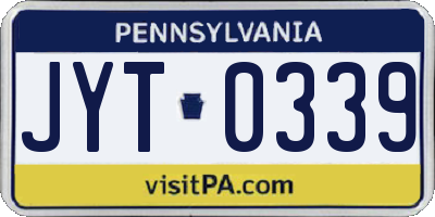 PA license plate JYT0339