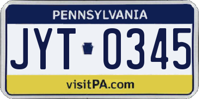 PA license plate JYT0345