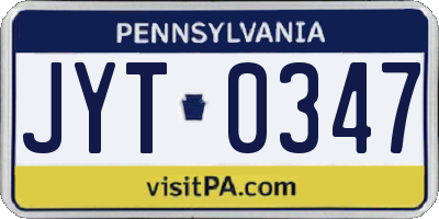 PA license plate JYT0347