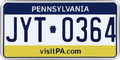 PA license plate JYT0364