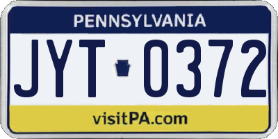 PA license plate JYT0372