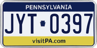 PA license plate JYT0397