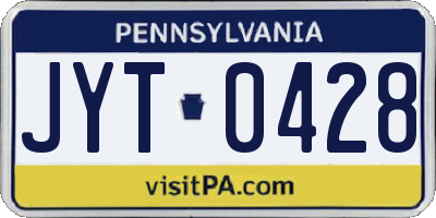 PA license plate JYT0428