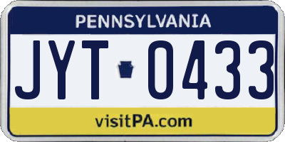 PA license plate JYT0433