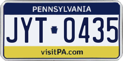 PA license plate JYT0435