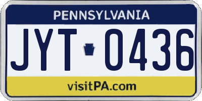 PA license plate JYT0436