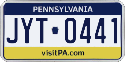 PA license plate JYT0441