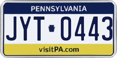 PA license plate JYT0443