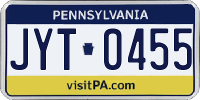 PA license plate JYT0455