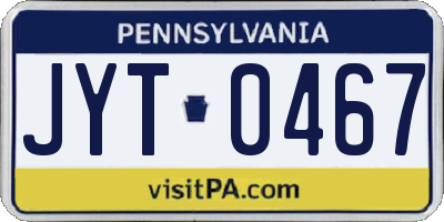 PA license plate JYT0467