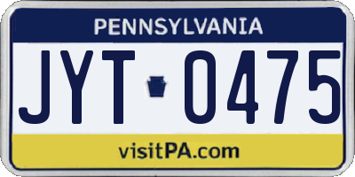PA license plate JYT0475