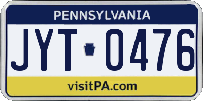 PA license plate JYT0476