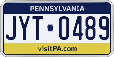 PA license plate JYT0489