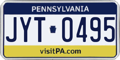 PA license plate JYT0495