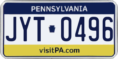 PA license plate JYT0496