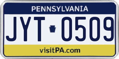 PA license plate JYT0509