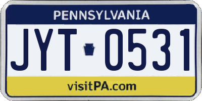 PA license plate JYT0531