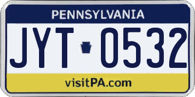 PA license plate JYT0532