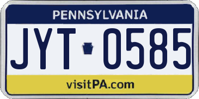 PA license plate JYT0585