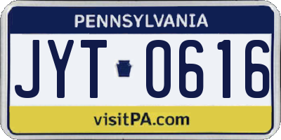 PA license plate JYT0616
