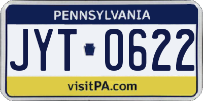 PA license plate JYT0622