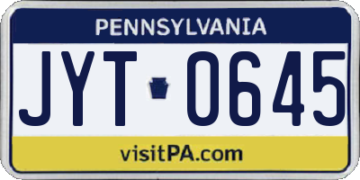 PA license plate JYT0645