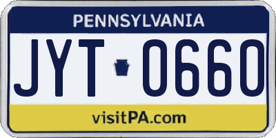PA license plate JYT0660