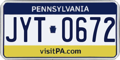 PA license plate JYT0672