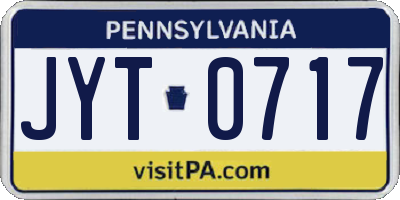 PA license plate JYT0717