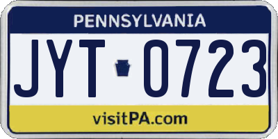 PA license plate JYT0723