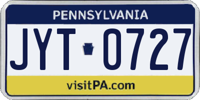 PA license plate JYT0727