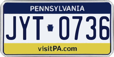 PA license plate JYT0736