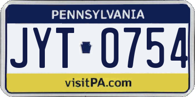 PA license plate JYT0754