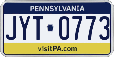 PA license plate JYT0773