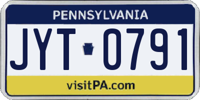 PA license plate JYT0791