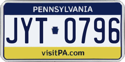PA license plate JYT0796