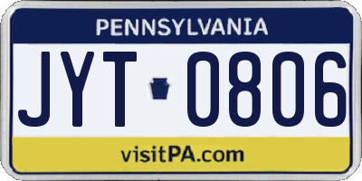 PA license plate JYT0806