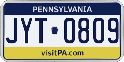 PA license plate JYT0809