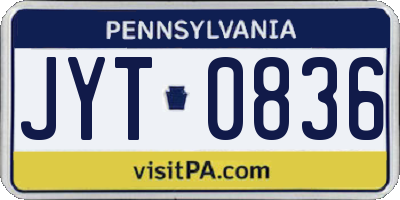 PA license plate JYT0836