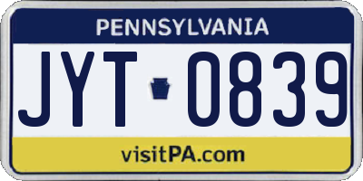 PA license plate JYT0839