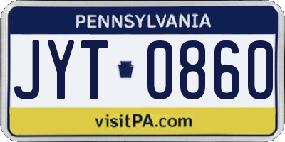 PA license plate JYT0860