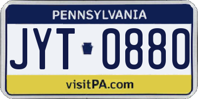 PA license plate JYT0880