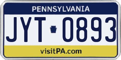 PA license plate JYT0893