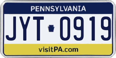 PA license plate JYT0919