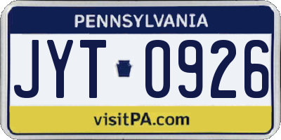 PA license plate JYT0926