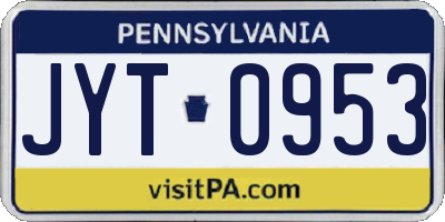 PA license plate JYT0953