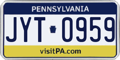 PA license plate JYT0959