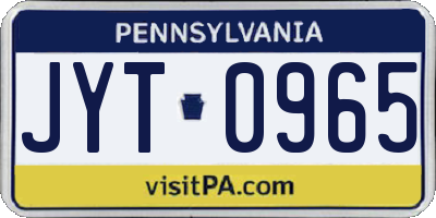 PA license plate JYT0965