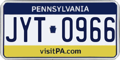 PA license plate JYT0966