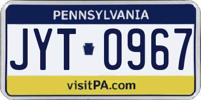 PA license plate JYT0967
